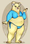  anthro belly big_butt bikini breasts butt clothing fakeanna feet female front_view hi_res mammal navel overweight pregnant simple_background slightly slightly_chubby solo swimwear thick_thighs thong underwear ursid view wide_hips 