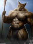  anthro bottomwear clothing hi_res jugg4 linx loincloth male muscular muscular_male pecs solo tattoo tribal 