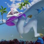  1:1 3d_(artwork) absurd_res accelevik anthozoan anthro bovid bra breasts caprine clothing cnidarian coral coral_reef crossgender deltarune digital_media_(artwork) female genitals goat hi_res inflatable inner_tube mammal marine nude palm_tree plant pussy ralsei sky solo tree undertale_(series) underwater underwater_view underwear video_games water 