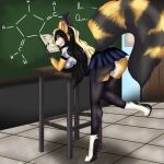  anthro classroom clothed clothing desk digital_media_(artwork) domestic_cat felid feline felis female furniture hair hi_res jenny_(dandarkheart) legwear mammal mizukithia school school_desk school_uniform solo table uniform 