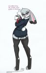  anthro beverage big_butt blusjing bottomwear butt clothing coffee disney eyewear female glasses hi_res judy_hopps legwear miniskirt pace-maker secretary secretary_hopps skirt solo stockings suit thick_thighs wildehopps zootopia 