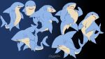  anthro claspers fish genitals gills male marine multi_genitalia multi_penis multiple_poses penis pose shark slightly_chubby solo tinybeasts toony 