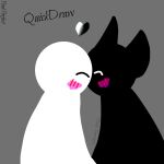  black_body black_skin blob_creature blush bob_(friday_night_funkin) duo female friday_night_funkin&#039; hi_res horn ibispaintx kissing male opheebop outdated pixcellperfect_(artist) quick_draw simple_coloring watermark white_body white_skin 