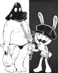  2022 alcohol anthro bdsm beverage black_briefs bottomwear bulge canid canine canis chain cigarette clothing clownhospital cutoffs death_grips denim denim_clothing domestic_dog duo fur gimp_mask hi_res lagomorph male male/male mammal mask max_(sam_and_max) meme monochrome overweight overweight_anthro overweight_male parody sam_and_max samuel_dog shorts size_difference smile smoking tongue_heart underwear 
