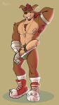  2022 abs absurd_res accessory activision anthro armband armpit_hair balls bandicoot bedroom_eyes blue_eyes body_hair boots brown_body brown_fur brown_hair chest_hair clothing cock_ring crash_bandicoot_(series) crunch_bandicoot cybernetic_arm cybernetic_limb dog_tags erection facial_hair footwear front_view fur genitals goatee hair hi_res jewelry jockstrap looking_at_viewer male mammal markydraws marsupial muscular muscular_male narrowed_eyes navel nipple_piercing nipple_ring nipples pecs penis penis_accessory penis_jewelry piercing presenting presenting_penis raised_arm ring_piercing seductive signature socks solo tan_body tan_fur underwear vein veiny_penis video_games 