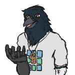  1:1 2022 alpha_channel ankh anthro avian bird clothing confusion corvid digital_media_(artwork) eurasian_magpie holarctic_magpie jake_crawford magpie_(corvid) male oscine passerine portrait shaded shirt shrekxl simple_background solo sticker t-shirt topwear transparent_background 