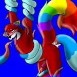  andromorph anthro bodily_fluids canid canine canis cum fur genital_fluids intersex male male/male mammal penetration rainbow red_body red_fur solo tentacle_penetration tentacle_sex tentacles wolf 