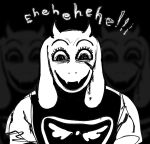  anthro blood bodily_fluids bovid caprine eyelashes fangs female goat mammal mandela_catalogue monochrome smile solo toriel underfellx undertale undertale_(series) video_games 