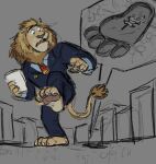  accident anthro barefoot city claws clothed clothing crush death disney feet felid foot_crush footprint grey_background group hi_res joeleo55515 leodore_lionheart lion macro male mammal mane micro open_mouth pantherine paper pawpads rodent simple_background size_difference stepped_on suit toes worried x_eyes zootopia 