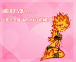 clothing disney elemental_(pixar) elemental_creature elemental_humanoid embarrassed ember_lumen female fire holidays humanoid lingerie pinkybunn&#039;s pinup pose solo valentine&#039;s_day