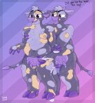 absurd_res anthro bodily_fluids bovid bovine breast_milking cattle cum duo genital_fluids goo_dripping goo_transformation grey_body hi_res lactating latex latex_transformation male male/male mammal nude obese obese_male overweight overweight_male purple_eyes teats transformation udders yemmidemi