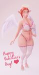 angel anthro big_breasts bovid bovine breasts cattle choker cute_eyes elera elsera emely female game_(disambiguation) genetically hair hi_res holidays hotel_elera jewelry mammal modified necklace pink red_hair solo stokings teats udder_breasts udders valentine&#039;s_day vr_(disambiguation) wings
