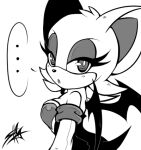  anthro armwear bat_wings breasts chiropteran clothing eyeshadow female half-closed_eyes looking_at_viewer low_res makeup mammal membrane_(anatomy) membranous_wings monochrome narrowed_eyes rouge_the_bat sega simple_background solo sonic_the_hedgehog_(series) sweethellgirl white_background wings 