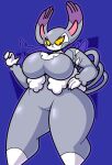  anthro big_breasts breasts dipstick_ears dot_eyes ekkokenight featureless_breasts female frown hi_res huge_thighs multicolored_body multicolored_ears nintendo nude pok&eacute;mon pok&eacute;mon_(species) purugly solo thick_thighs two_tone_body video_games whiskers yellow_sclera 