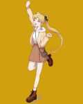  absurdres bishoujo_senshi_sailor_moon closed_eyes full_body highres open_mouth shoes skirt smile tsukino_usagi yellow_background yosh.i 