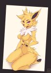  absurd_res anthro breasts eeveelution featureless_breasts female fingers fur hair hi_res jolteon looking_at_viewer mammal nintendo nude pok&eacute;mon pok&eacute;mon_(species) potatokamaos smile solo video_games yellow_body yellow_fur 