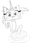  &lt;3 2020 bodily_fluids dialogue drooling duo english_text erection felid feline female feral genitals horn lego living_toy male mammal penis saliva sketch text the_lego_movie unikitty w4g4 
