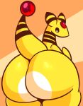  ambiguous_gender ampharos anthro big_butt black_sclera butt ekkokenight forehead_gem hi_res huge_butt hyper hyper_butt looking_back multicolored_body nintendo nude pok&eacute;mon pok&eacute;mon_(species) raised_tail solo stripes thick_thighs video_games white_eyes wide_hips 