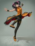  black_hair full_body highres ling_xiaoyu open_mouth pxvx pxvxvx red_lips shoes smile solo tekken 