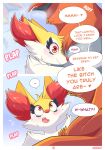  &lt;3 ... ambiguous/ambiguous ambiguous_gender anthro anthro_on_feral ari_the_talonflame avian beak bestiality blush bodily_fluids braixen canid canine cheek_tuft comic dialogue drooling duo ears_back ellie_the_braixen english_text facial_tuft fangs feathers feral fur grey_body grey_feathers head_tuft hi_res inner_ear_fluff looking_at_another male_(lore) mammal nikkibunn nintendo open_mouth orange_body orange_feathers pivoted_ears pok&eacute;mon pok&eacute;mon_(species) red_body red_fur red_nose reflection saliva shaded snout sound_effects speech_bubble sweat talonflame text tongue tongue_out tuft video_games white_body white_fur yellow_body yellow_fur 