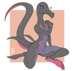  &lt;3 2020 anthro black_body countershading feet female flat_chested front_view full-length_portrait genitals hi_res nintendo nude pok&eacute;mon pok&eacute;mon_(species) portrait purple_body purple_countershading purple_eyes pussy salazzle scalie sitting smile soles solo video_games w4g4 