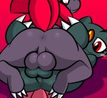 anthro anus balls balls_touching big_butt black_body black_pupils blush butt duo ekkokenight feathers forehead_gem genitals grey_body hi_res looking_at_viewer looking_back male male/male nintendo nude on_bottom on_top perineum pok&eacute;mon pok&eacute;mon_(species) pupils red_eyes smile sneasel thick_thighs video_games weavile y_anus 