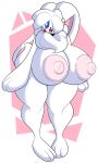  anthro areola big_areola big_breasts big_nipples blue_eyes blush blush_stickers breasts ekkokenight female hair hair_over_eye hi_res huge_breasts hyper hyper_breasts lagomorph leporid mammal neck_tuft nipples nude one_eye_obstructed open_mouth pink_areola pink_nipples rabbit solo thick_thighs tuft white_body white_hair 