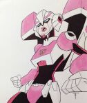  1girl absurdres alien arcee blue_eyes breasts highres medium_breasts panties pink_lips pink_panties robot simple_background transformers transformers_animated underwear white_background 