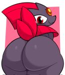  ambiguous_gender anthro big_butt black_pupils blush butt ekkokenight feathers forehead_gem grey_body hi_res huge_butt looking_at_viewer looking_back nintendo nude pok&eacute;mon pok&eacute;mon_(species) pupils red_eyes smile solo thick_thighs video_games weavile wide_hips 