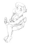  2_horns anthro aruurara big_breasts boss_monster bottomwear bovid breasts caprine claws clothing cross-hatching cute_fangs eyelashes feet female floppy_ears folding_fan hatching_(art) hi_res horn mammal shaded shorts sketch smile smiling_at_viewer solo sun_hat tail_tuft toriel tuft undertale undertale_(series) video_games 