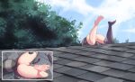  animal_humanoid butt feet female genitals hi_res humanoid mammal merrytail plant procyonid pussy raccoon sky snuffy solo through_wall tree virtual_youtuber vtuber 