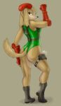  anthro boots butt cammy_(street_fighter) canid canine canis clothing cosplay domestic_dog female footwear hat headgear headwear hunting_dog mammal military_uniform muscular muscular_female pilot_saluki_(cuphead) pose saluki sighthound solo uniform xlyuz 