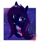  alicorn_oc bisexual_pride_colors blue_eyes bust_portrait bydena equid equine fan_character female feral hair headshot_portrait hi_res horn horse icon lgbt_history_month lgbt_pride mammal pony portrait pride_colors purple_hair solo 