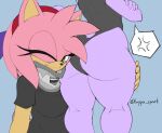  amy_rose anthro blaze_the_cat breasts butt clothed clothing eulipotyphlan female female/female hedgehog hi_res kappa_spark mammal neck_brace one_eye_closed sega sonic_the_hedgehog_(series) wink 