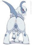  absol absurd_res animal_genitalia animal_pussy anus blush butt canine_pussy etheross feet female fur genitals hi_res looking_at_viewer nintendo open_mouth pok&eacute;mon pok&eacute;mon_(species) pussy raised_tail rear_view red_eyes solo tongue video_games white_body white_fur 