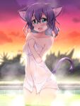  animal_humanoid bath bathing blush breasts cat_humanoid cloud covering covering_self cyan_hijirikawa felid felid_humanoid feline feline_humanoid female hi_res humanoid mammal mammal_humanoid matatabi_(2ccp) show_by_rock!! sky wet 