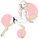  &lt;3 2020 aggressive_retsuko anthro black_clothing black_panties black_underwear blush borzoi breasts canid canine canis clothed clothing domestic_dog female full-length_portrait fur gloves_(marking) hi_res hunting_dog inui_(aggressive_retsuko) leg_markings long_ears mammal markings mostly_nude nipples one_eye_closed panties panties_around_legs panties_down partially_clothed portrait sanrio sighthound sitting socks_(marking) solo underwear underwear_down w4g4 white_body white_fur wink 