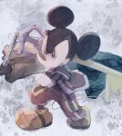 anthro black_body black_eyes black_nose clothing digital_media_(artwork) disney fingers footwear gloves handwear hi_res holding_object holding_weapon jacket jjjmogami kingdom_hearts male mammal mickey_mouse mouse murid murine rodent shoes solo square_enix topwear video_games weapon white_body 