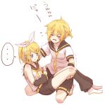  ... 1boy 1girl bangs black_sailor_collar black_shorts black_sleeves blonde_hair blue_eyes bow carrying closed_eyes commentary detached_sleeves expectations/reality failure fumiharu hair_bow hair_ornament hairclip headphones kagamine_len kagamine_rin kneeling leg_warmers lifting_person neckerchief necktie princess_carry sailor_collar school_uniform shirt short_hair short_ponytail short_shorts shorts sleeveless sleeveless_shirt speech_bubble spoken_ellipsis struggling swept_bangs translated trembling v-shaped_eyebrows vocaloid white_background white_bow white_shirt yellow_neckerchief yellow_necktie 