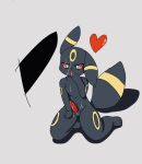  &lt;3 anthro balls bodily_fluids cum cum_on_body cum_on_face duo eeveelution genital_fluids genitals grey_background hi_res kneeling male male/male nintendo penis pok&eacute;mon pok&eacute;mon_(species) pok&eacute;morph red_eyes simple_background umbreon video_games vitamin500 