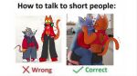  anthro anthrofied blush cosmikirby domestic_cat duo eye_contact felid feline felis fur grey_body grey_fur heart_(mad_rat_dead) hi_res how_to_talk_to_short_people humor looking_at_another mad_rat_(character) mad_rat_dead male male/male mammal meme murid murine rat red_body red_fur rodent 