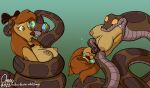  anthro breasts brown_eyes bubble canid canine disney dixie_(fath) female fox_and_the_hound hi_res hypnosis hypnotic_eyes kaa_(jungle_book) male mammal mind_control omny87 reptile scalie snake the_jungle_book vore 