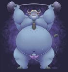  2022 2_toes 3_fingers anthro barbell belly belly_tuft big_belly bodily_fluids bovid bovine breasts cape_buffalo chief_bogo clothing disney exercise feet fingers front_view fur hi_res holding_object hooved_fingers hooves horn looking_at_viewer male mammal moobs mostly_nude musclegut muscular_arms navel necktie nipples obese obese_anthro obese_male overweight overweight_anthro overweight_male raised_arm raised_tail solo speedo spread_legs spreading standing stern stern_look stompsthecroc sweat sweatdrop sweaty_arms sweaty_belly sweaty_breasts sweaty_face sweaty_legs sweaty_thighs swimwear thick_arms thick_thighs tie_clip toes tuft weightlifting wide_eyed workout zootopia 