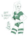 2017 alien alien_humanoid breasts callmepo clothed clothing disney english_text female freckles grin hair hand_on_hip hand_on_own_hip holidays humanoid humanoid_pointy_ears legwear long_hair lord_dominator navel noseless panties portrait signature smile solo st._patrick&#039;s_day standing stockings teeth text thigh_highs three-quarter_portrait topwear underwear wander_over_yonder