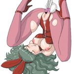  animal_ears arms_behind_back bdsm bondage bound breasts bunny_ears censored clitoris closed_eyes green_hair large_breasts long_hair nipples no_panties original pantyhose pussy pussy_juice solo spread_legs sugimoto_yoshiaki tail torn_clothes torn_legwear upside-down vibrator 