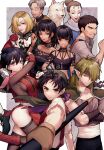  black_hair blonde_hair breasts brown_hair character_request closed_mouth gensou_suikoden gensou_suikoden_ii gloves headband highres kasumi_(suikoden) long_hair looking_at_viewer multiple_boys multiple_girls ninja open_mouth sakai_(motomei) scarf short_hair smile thighhighs tir_mcdohl weapon 