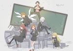  3boys 3girls accelerator black_hair blonde_hair brown_hair classroom kakine_teitoku long_hair misaka_mikoto mugino_shizuri multiple_boys multiple_girls school_uniform shokuhou_misaki short_hair sogiita_gunha to_aru_majutsu_no_index white_hair 