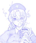  bad_id bad_pixiv_id blush censored cum ejaculation face facial hage handjob hands hat lips monochrome oekaki penis solo_focus touhou wince yagokoro_eirin 