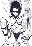  bdsm blindfold bondage bound breasts dildo final_fantasy final_fantasy_xi greyscale hume_(artist) medium_breasts monochrome nipples pussy_juice saliva short_hair solo_focus sweat 