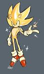 2024 absurd_res anthro clothing eulipotyphlan footwear fur gloves handwear hedgehog hi_res jamoart looking_at_viewer male mammal sega shoes solo sonic_the_hedgehog_(series) sparkles super_form super_sonic tan_body yellow_body yellow_fur